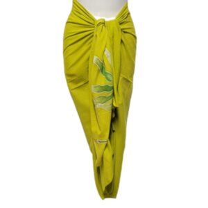 Womens Sarong Cotton Wrap, Handpainted Batik Wrapskirt Beach Pareo Beachwear-NEW